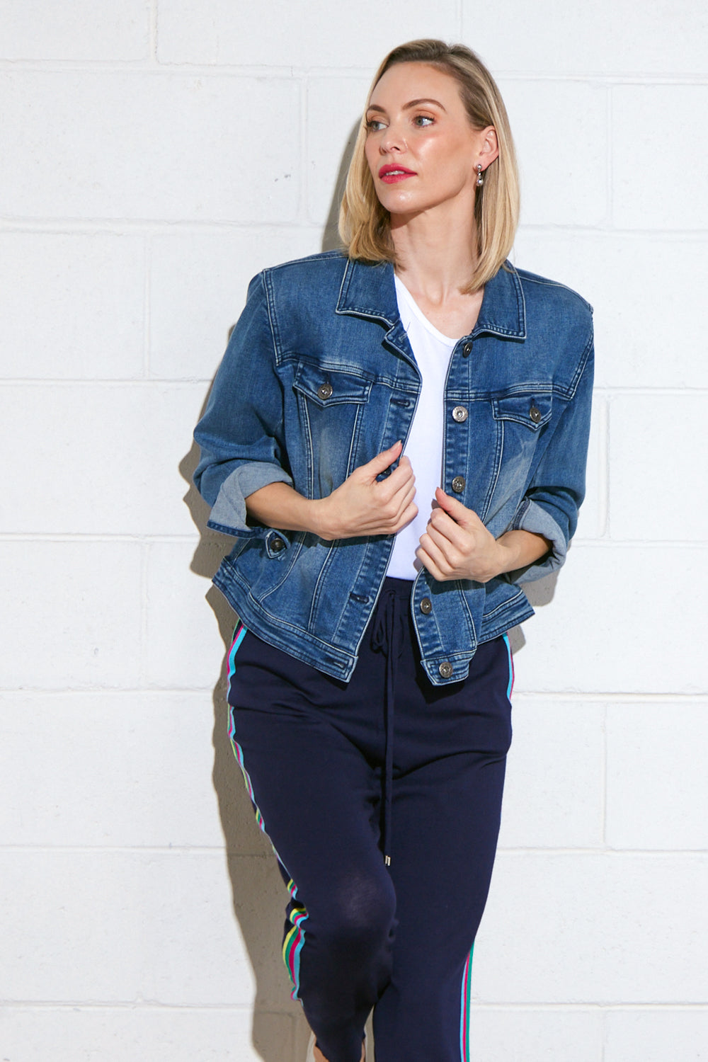 Carolyn Denim Jacket Denim Cafe Latte Stretch Denim Jacket TULIO Fashion