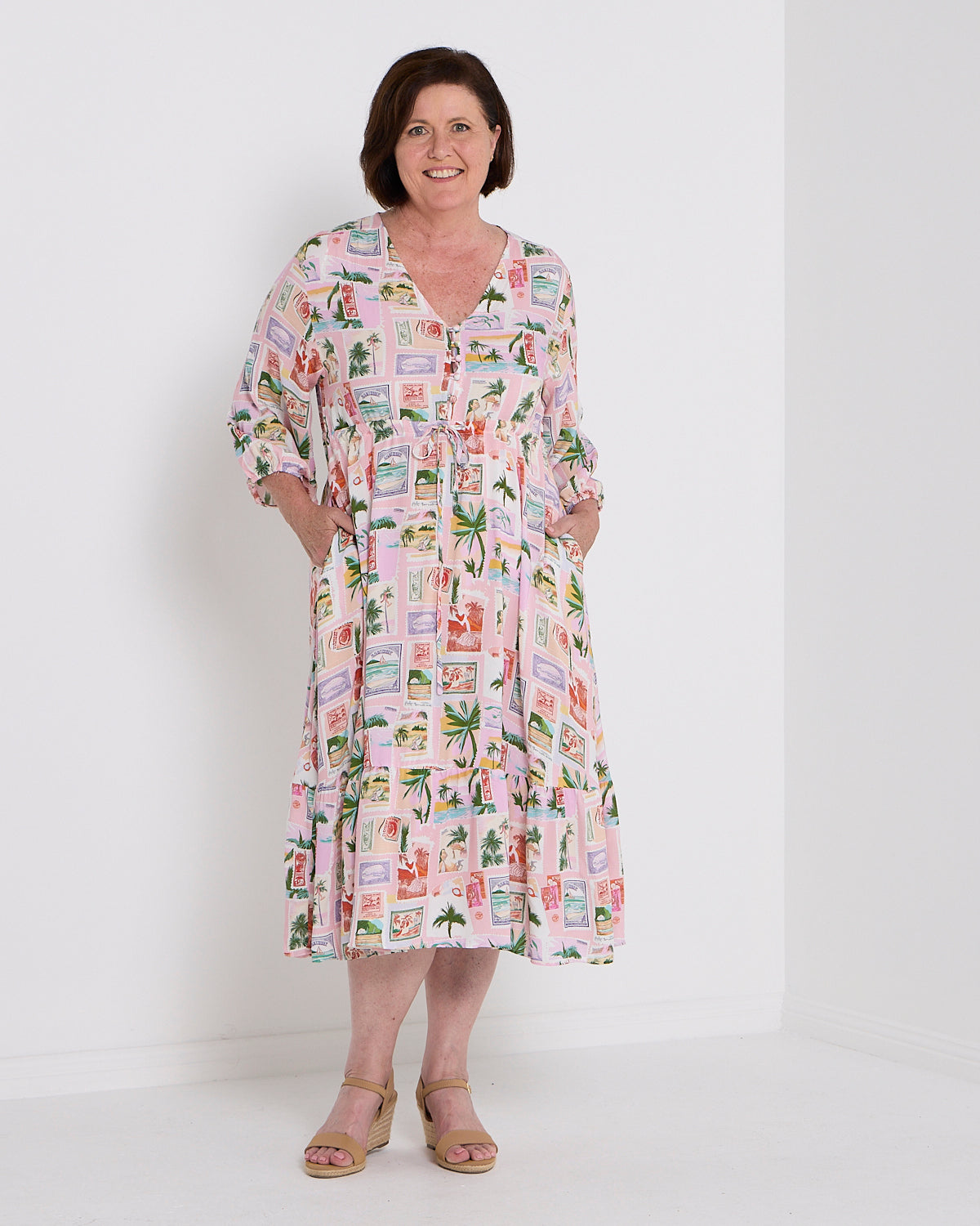 Ainsley Dress - Tropical Peach Postcard