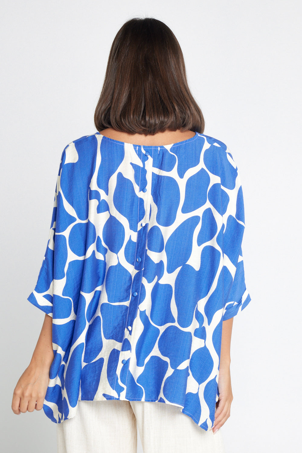 Amalia Top - Blue/White Print