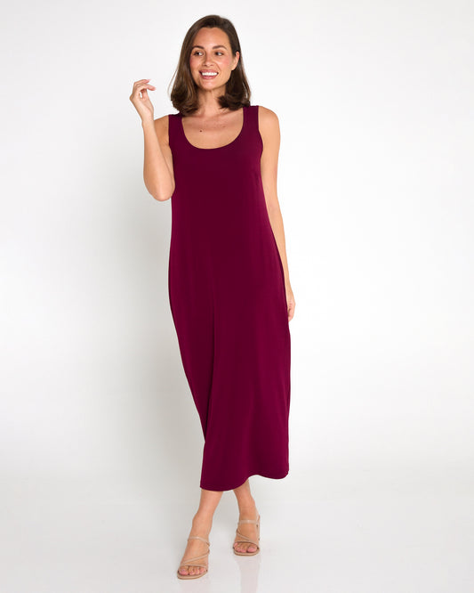 Amy Midi Stretch Slip - Burgundy