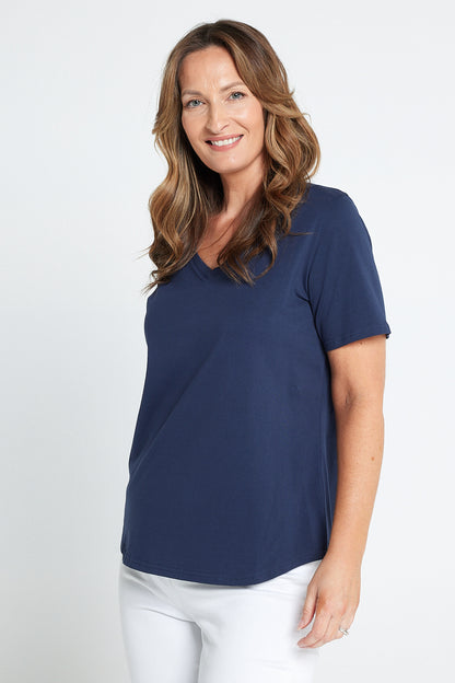 Ashley Cotton T-Shirt - Navy