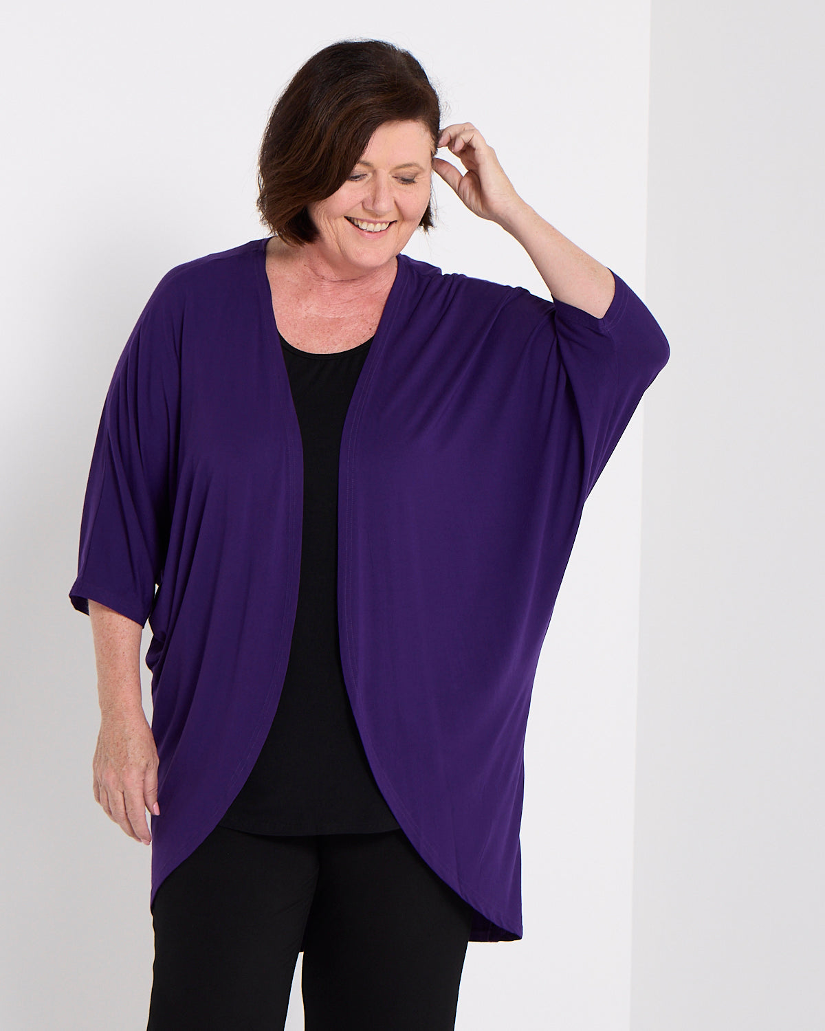 Bamboo Cocoon Cardigan - Eggplant