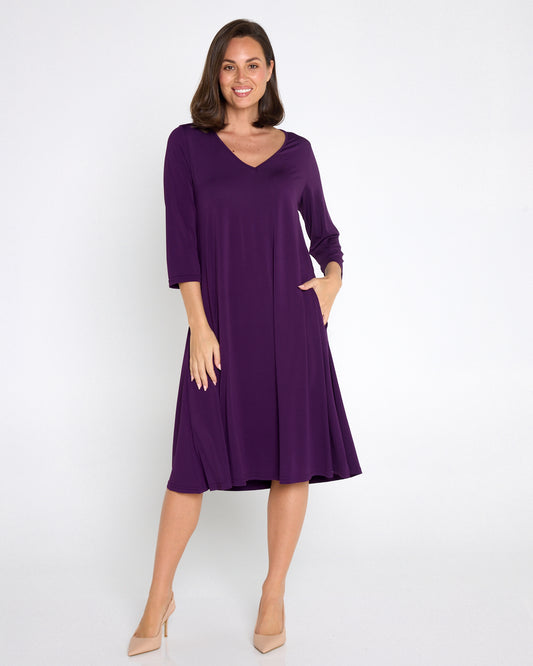 Christobel Sleeved Dress - Purple
