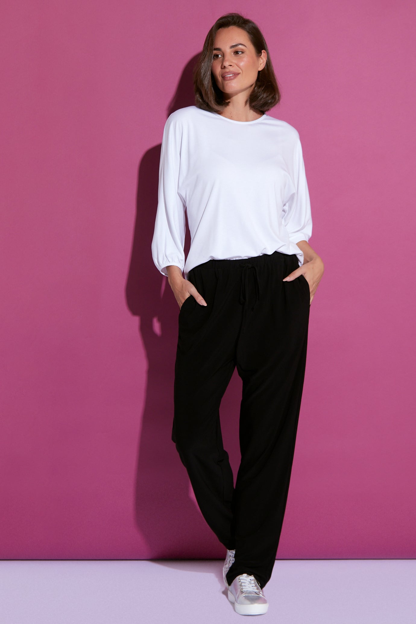 Luxe Drawstring Jersey Pants - Black