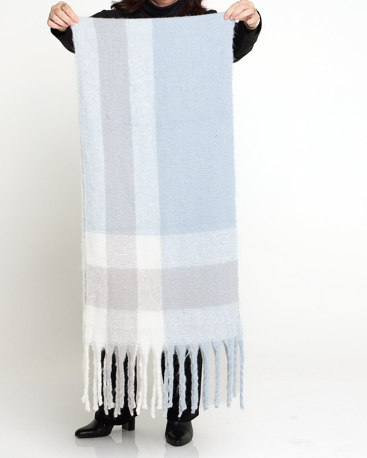 Whistler Fluffy Scarf - Blue Check
