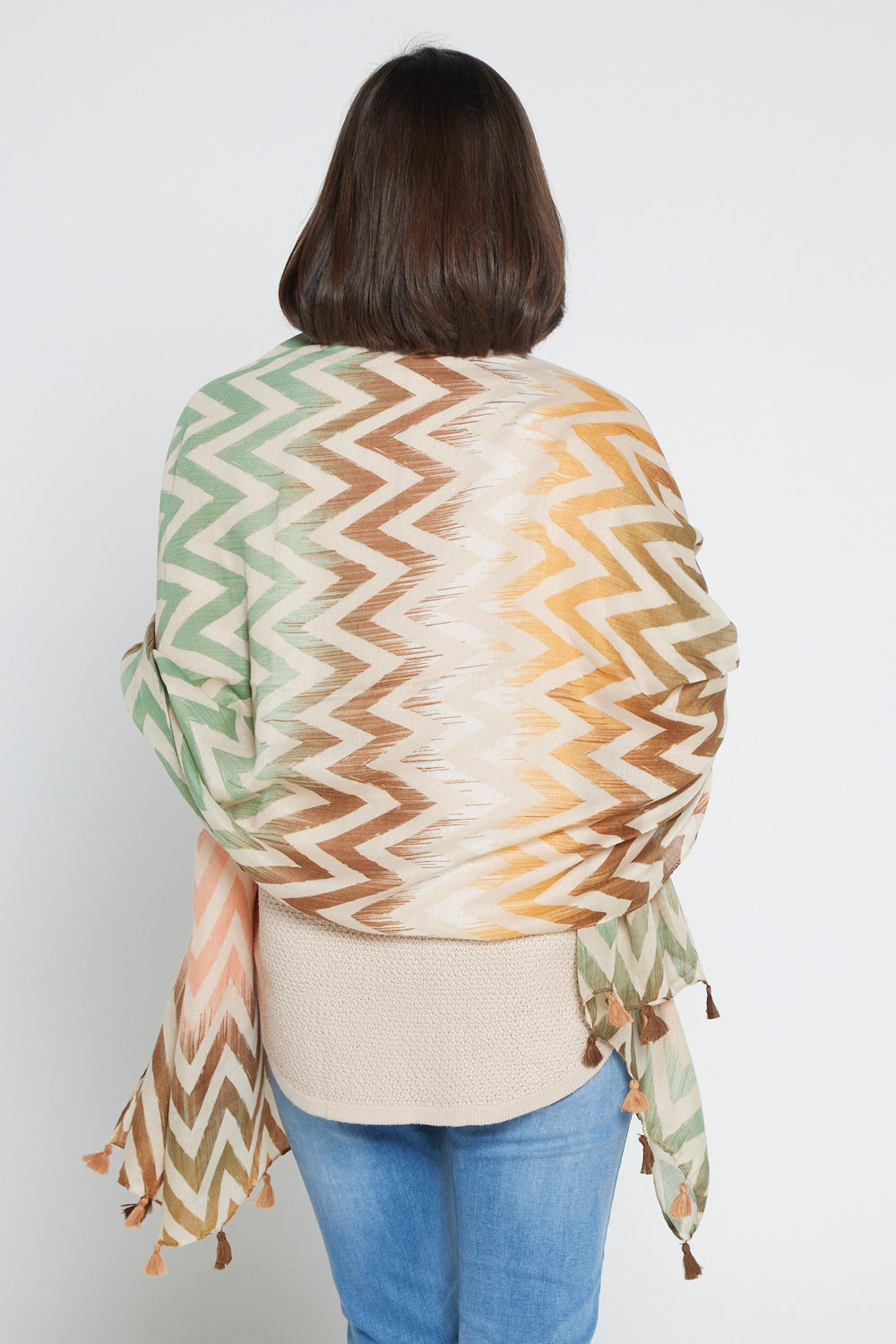 Everly Scarf - Green/Brown/Peach