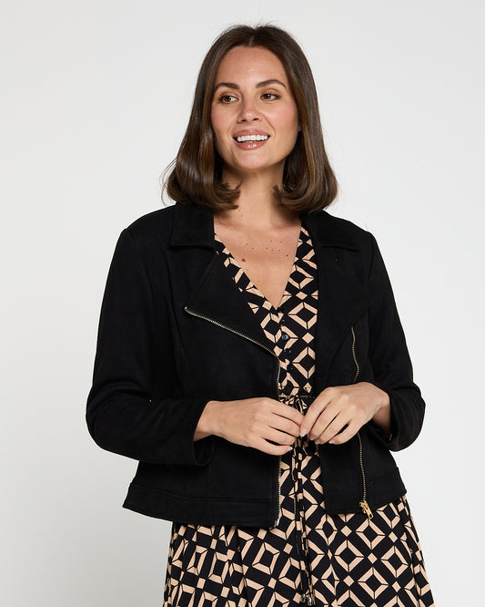 Lia Faux Suede Jacket - Black