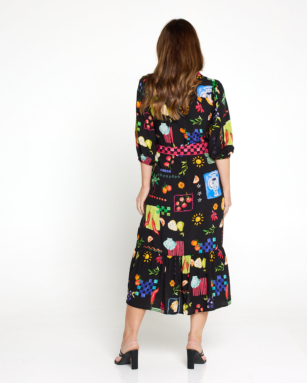 Lilian Shirt Dress - Black/Bountiful Print