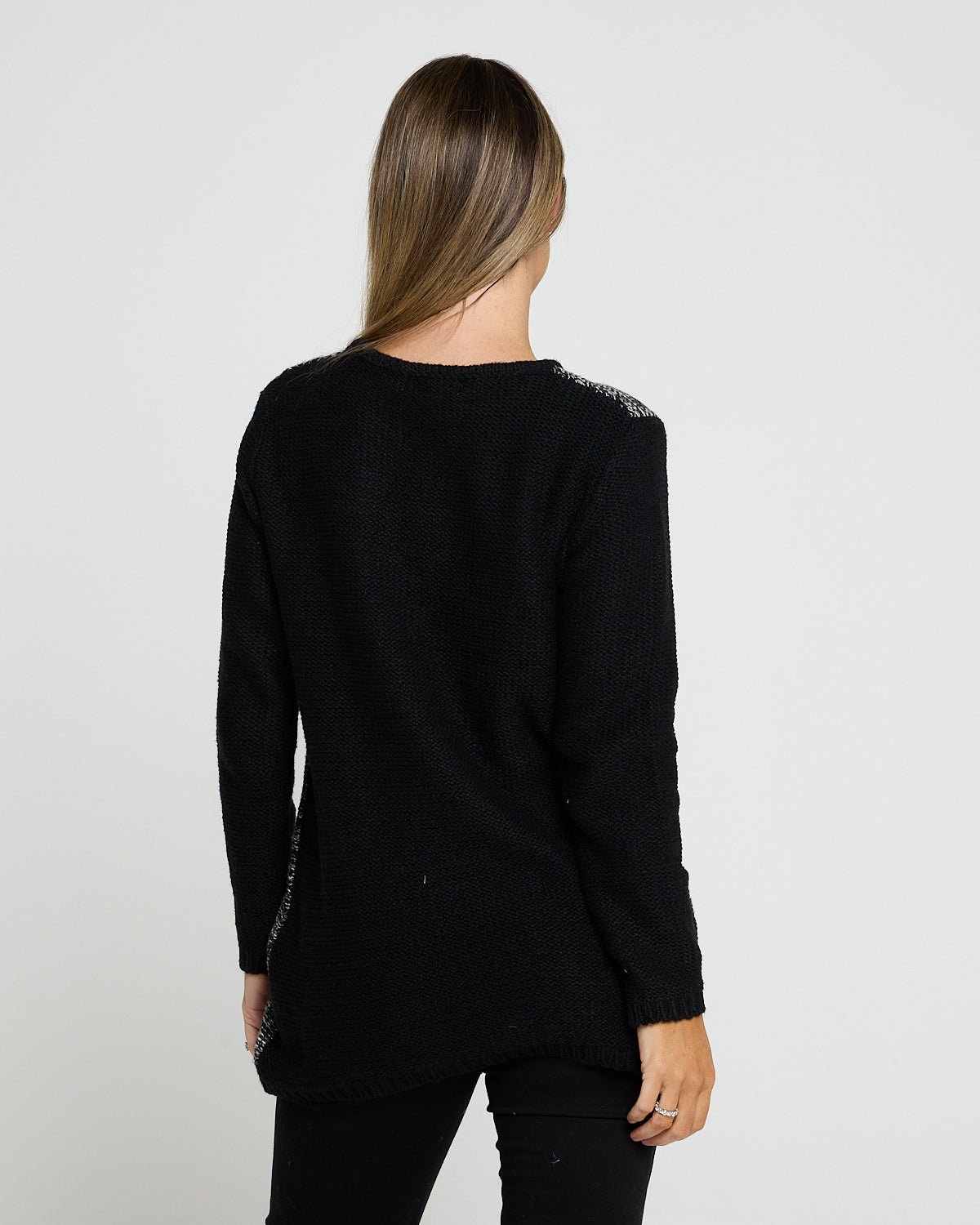 Caspian Contrast Knit Jumper - Black/White