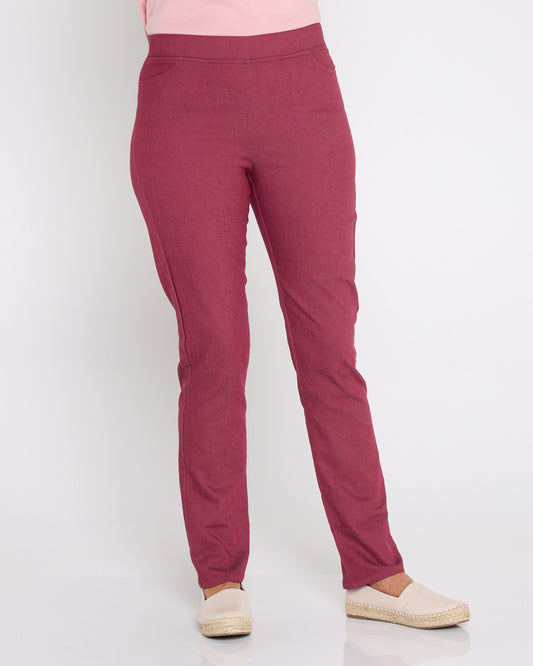 Kayla Winter Pull-On Pants - Burgundy