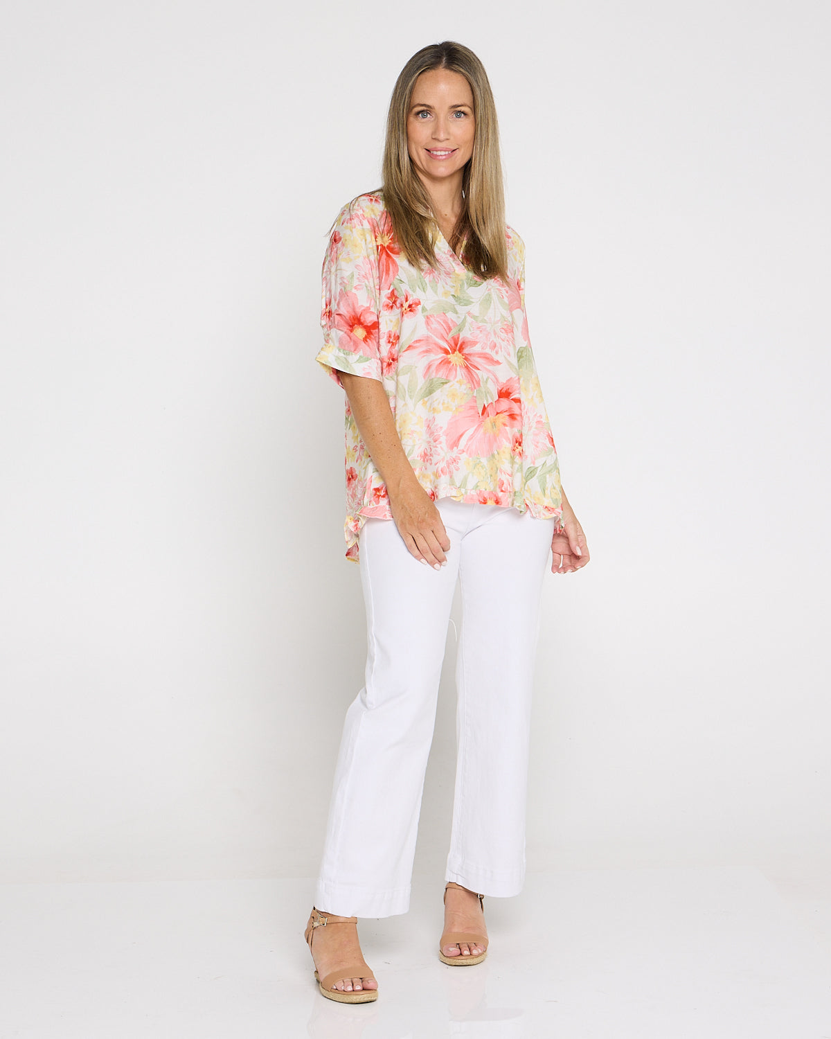 Charlotte Blouse - Red/Yellow Floral