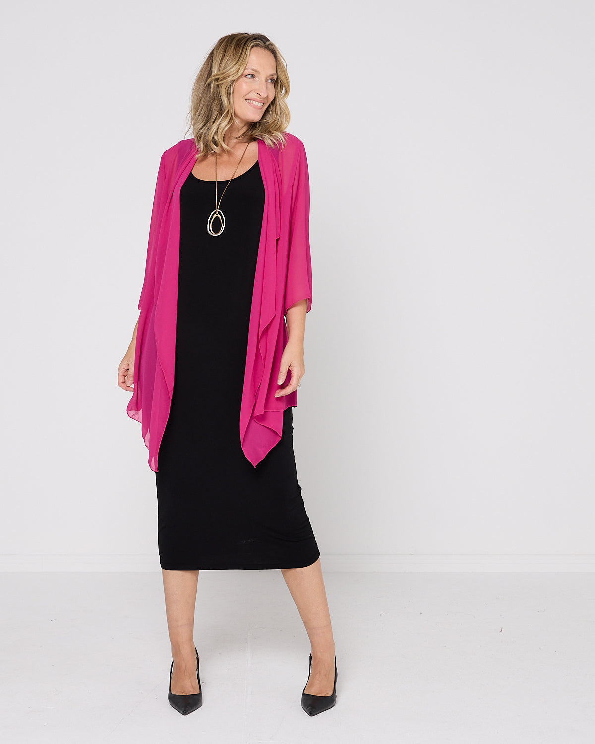 Bianca Chiffon Waterfall Jacket - Pink