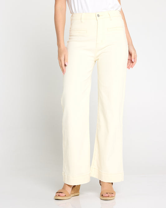 Cher Wide Leg Jeans - Butter Yellow