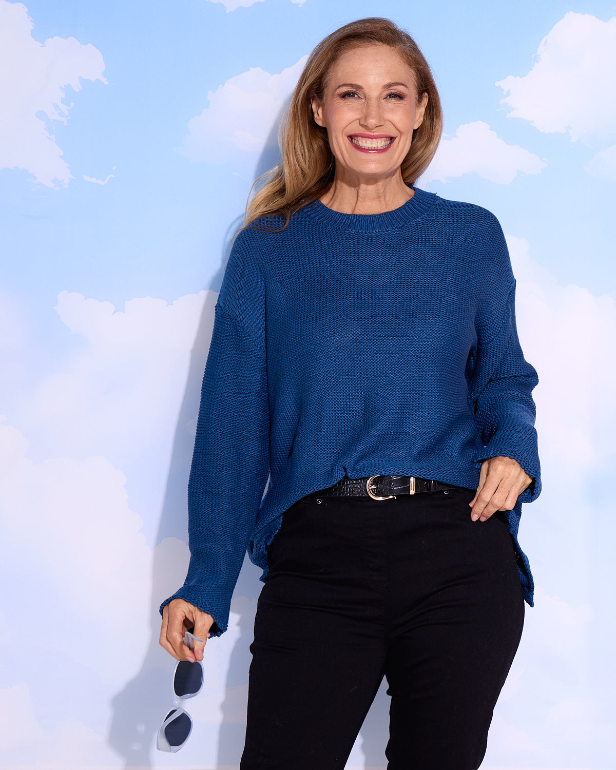 Esme Knit Crew Neck Jumper - Blue