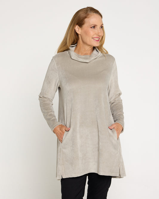 Melanie Velour Tunic - Greige
