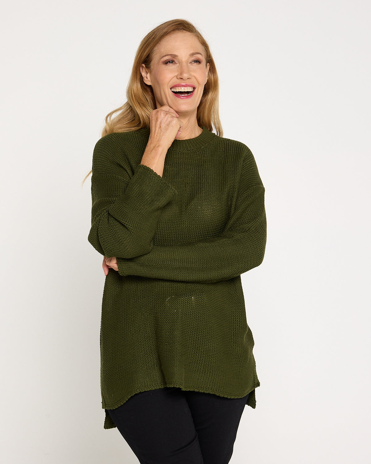 Esme Knit Crew Neck Jumper - Khaki