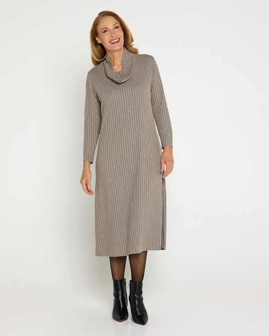 Jennifer Cowl Shift Dress - Silver