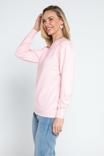 Marie Fine Knit Crew - Light Pink