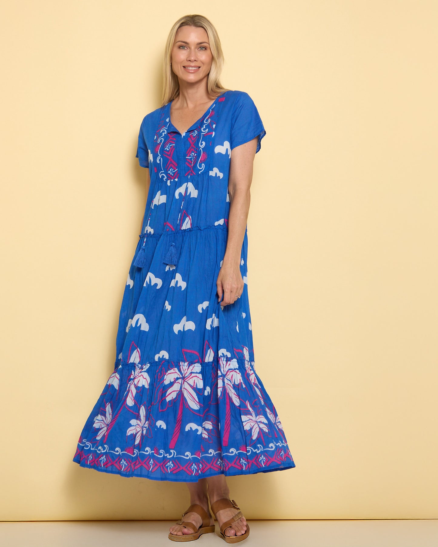 Cotton Zola V Neck Dress – Seaside Blue