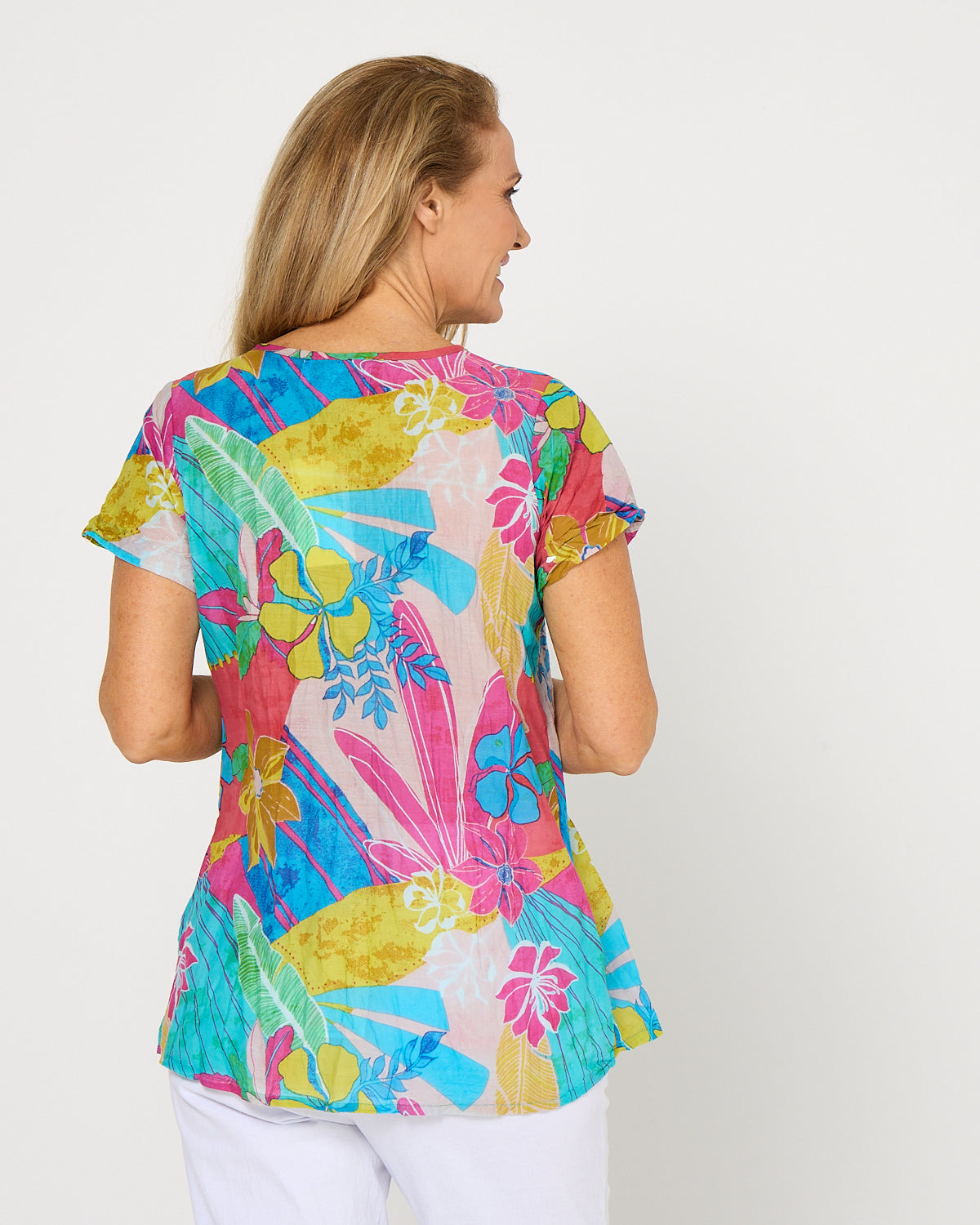 Kayla Top - Tropical Flowers
