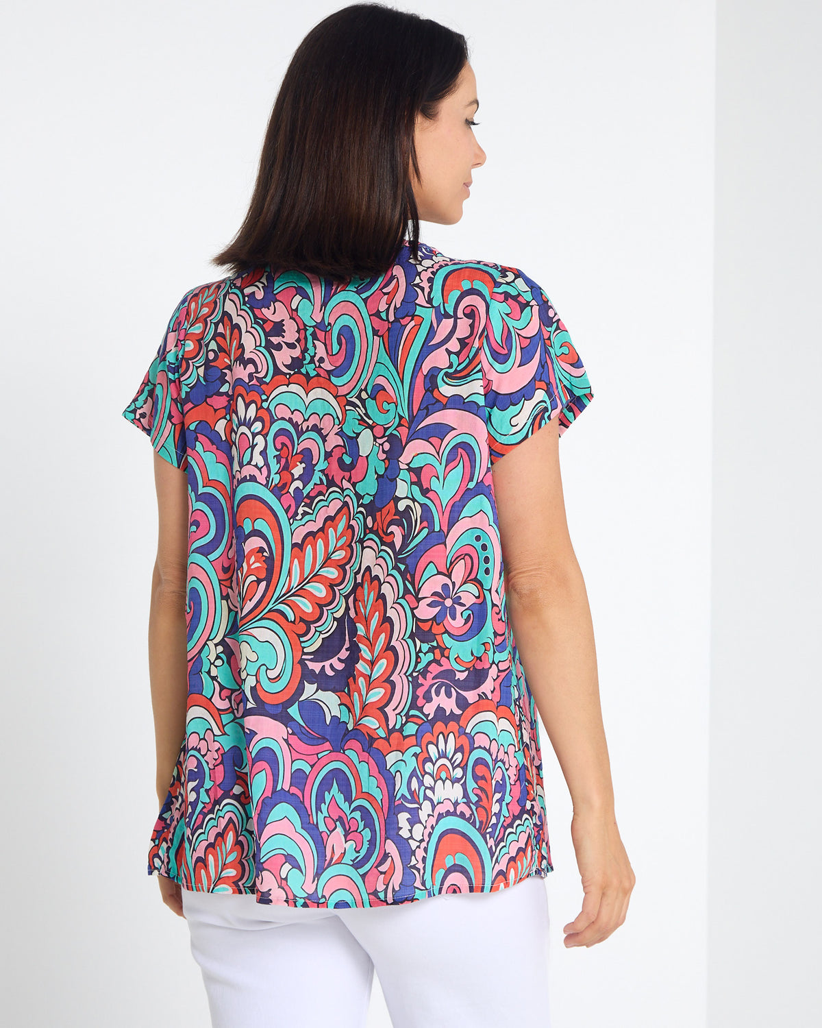 Carmody Cotton Pintuck Top - Paradise Paisley