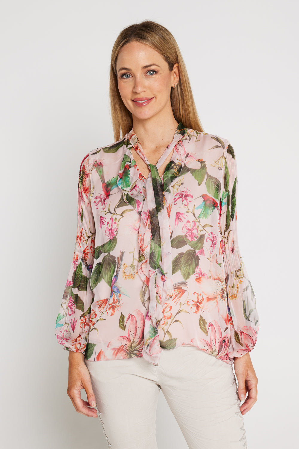 Elizabeth Chiffon Blouse - Peach Floral  L'amore Women's Evening Wear –  TULIO Fashion