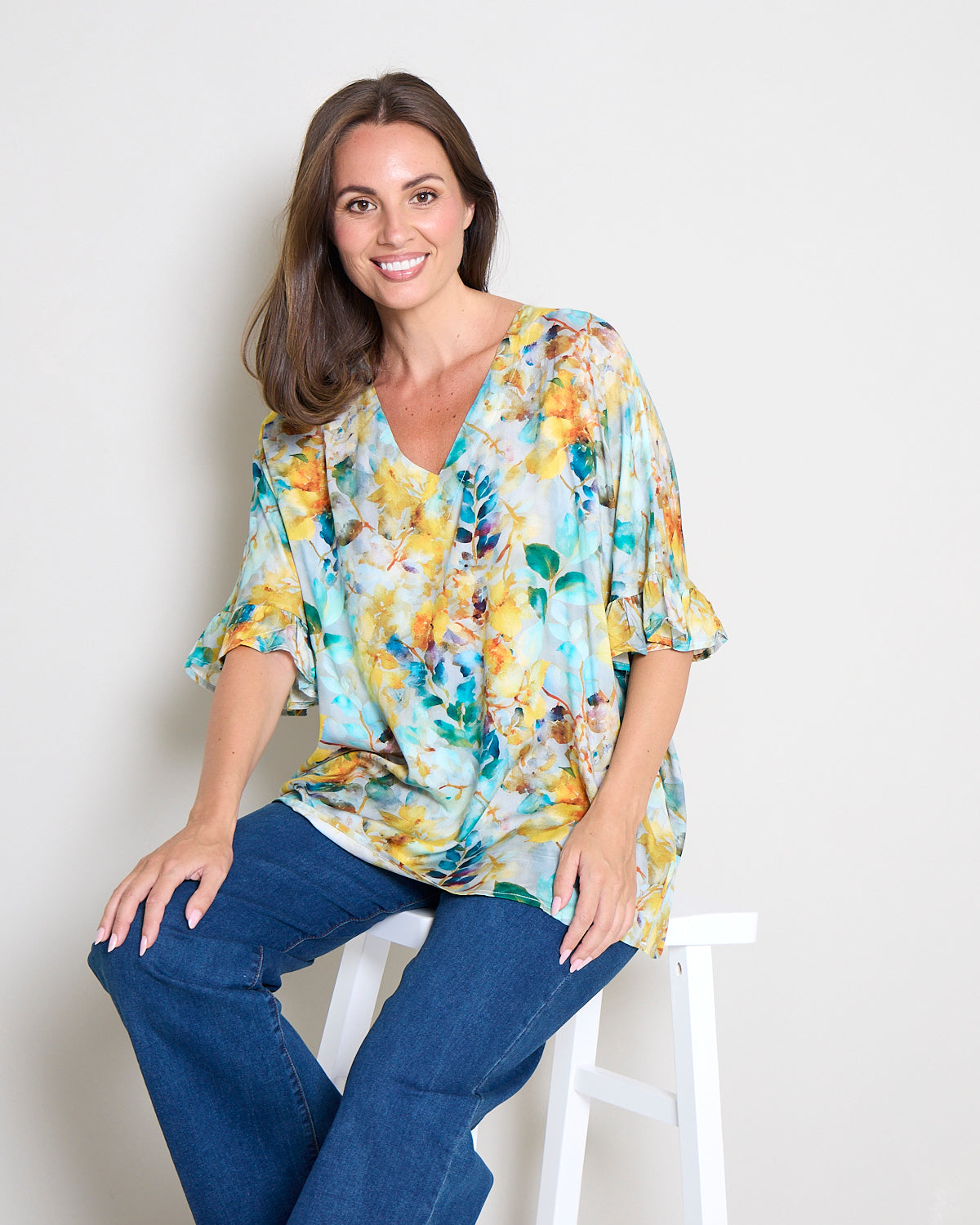 Farren Top - Sunshine/Teal Floral