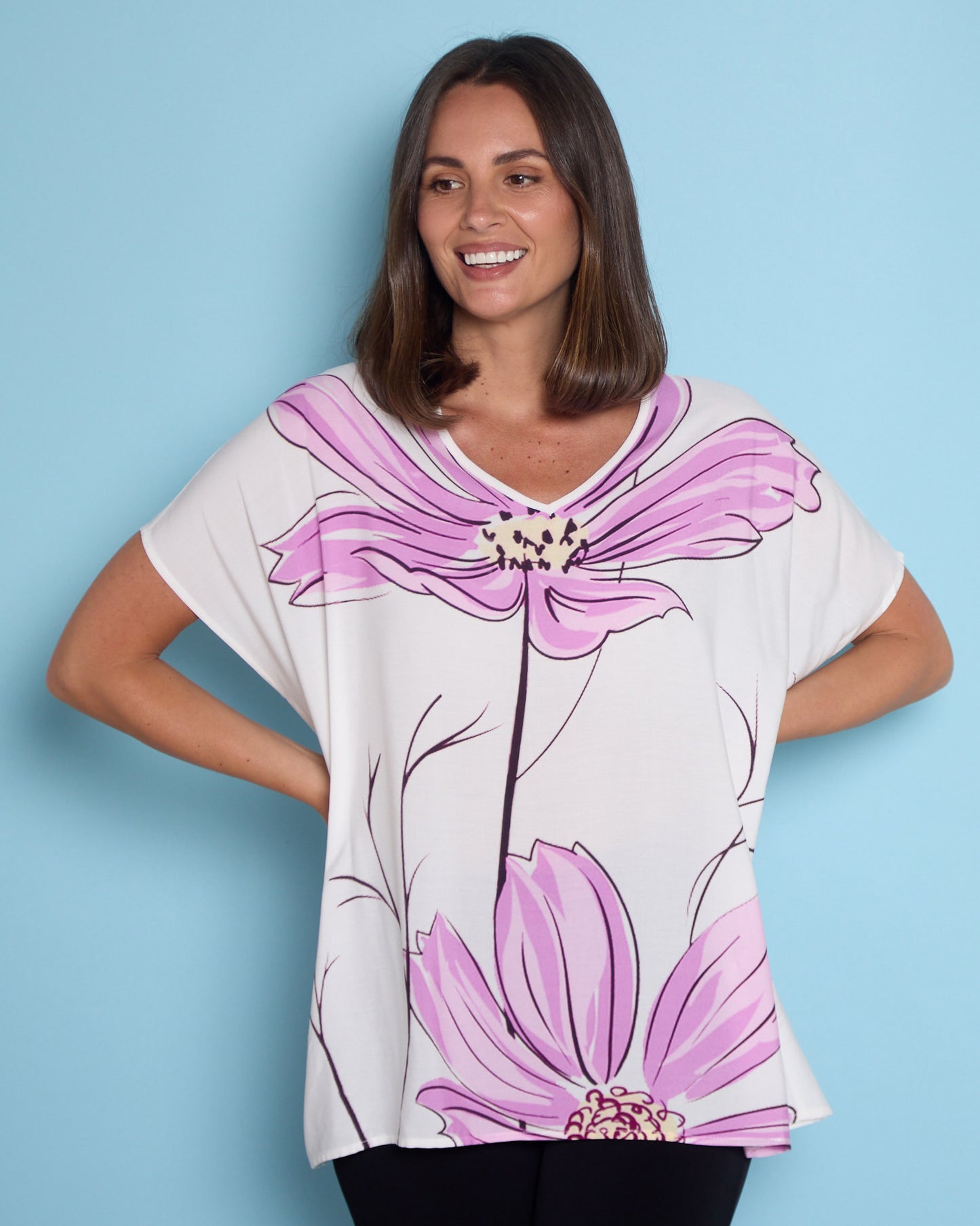Claudia Top - Painted Purple Floral