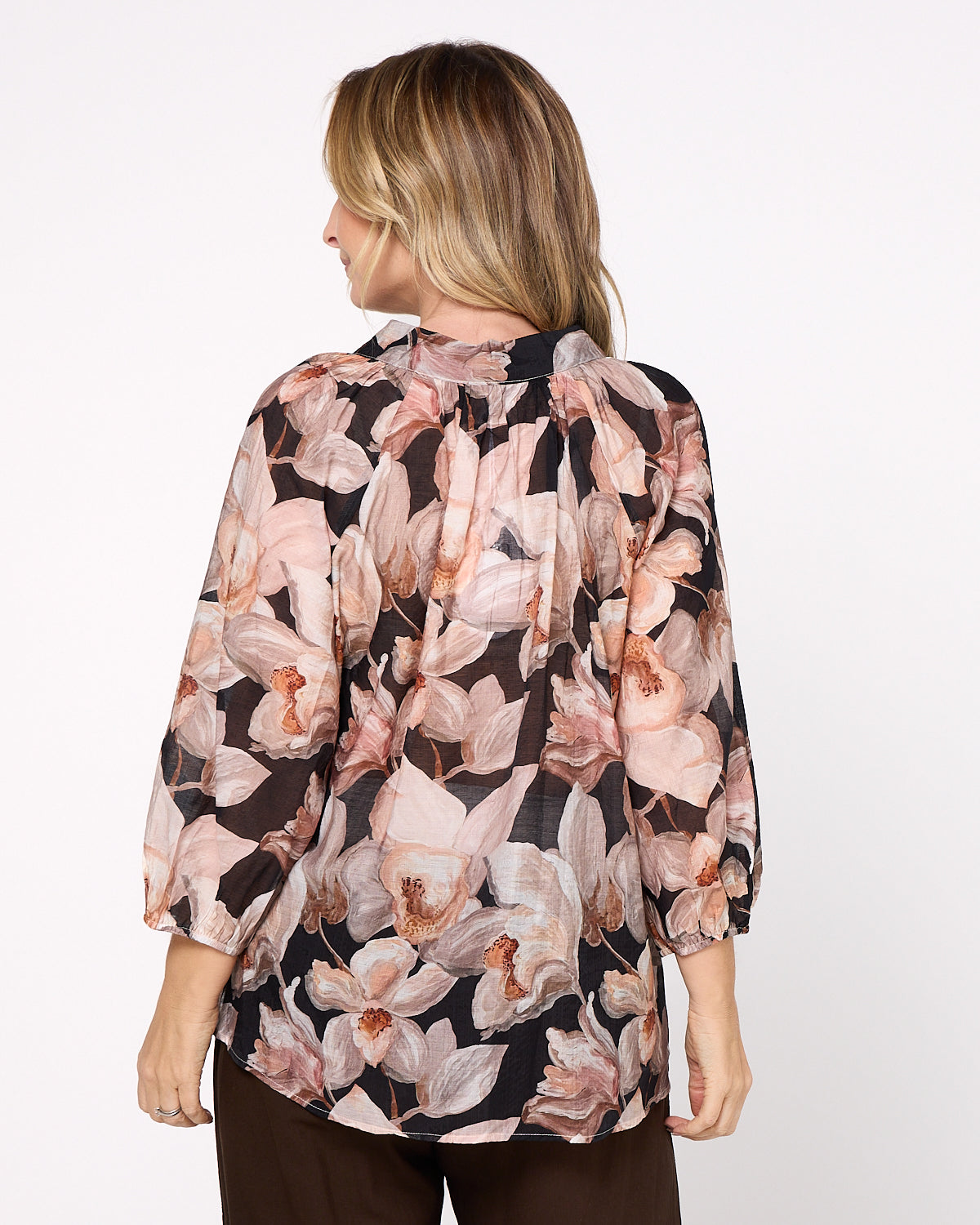 Lottie Blouse - Mocha Magnolia