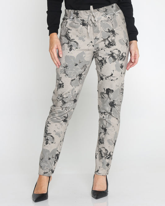 Alda Cotton Pants - Taupe Floral