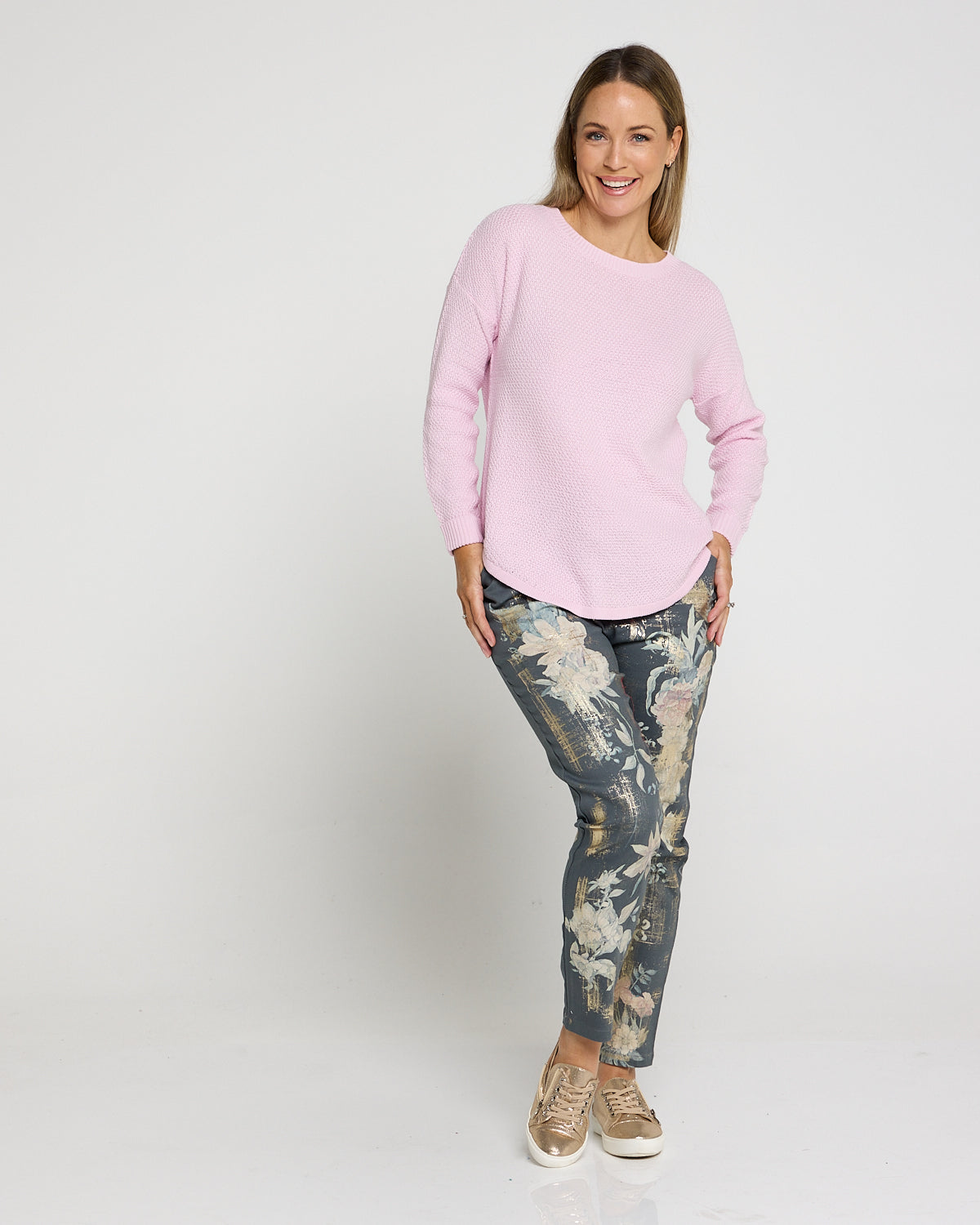 Ridley Pants - Charcoal Floral Foil