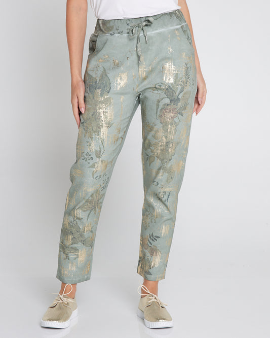 Ridley Pants - Sage & Gold Foil