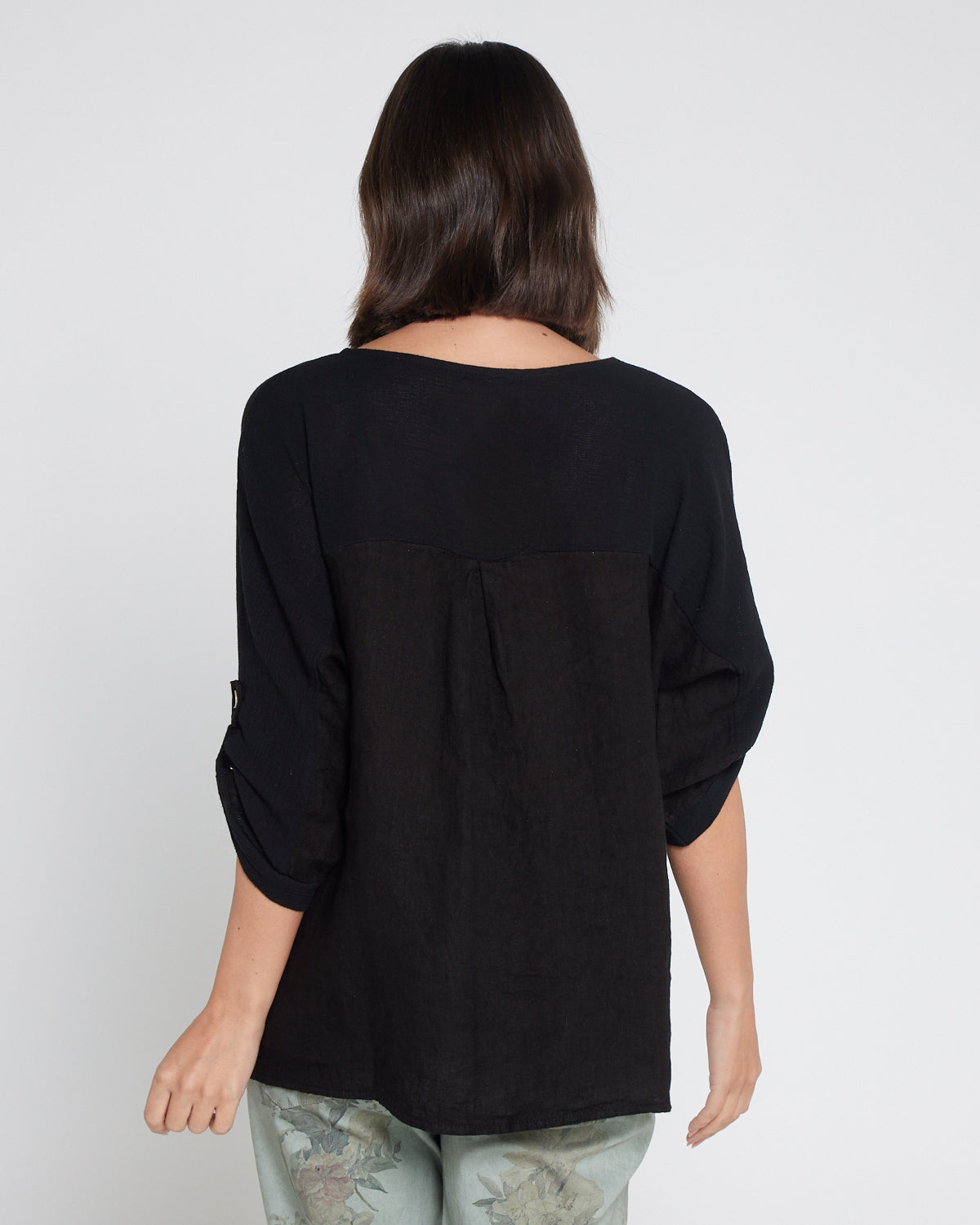Ciana Linen Top - Black