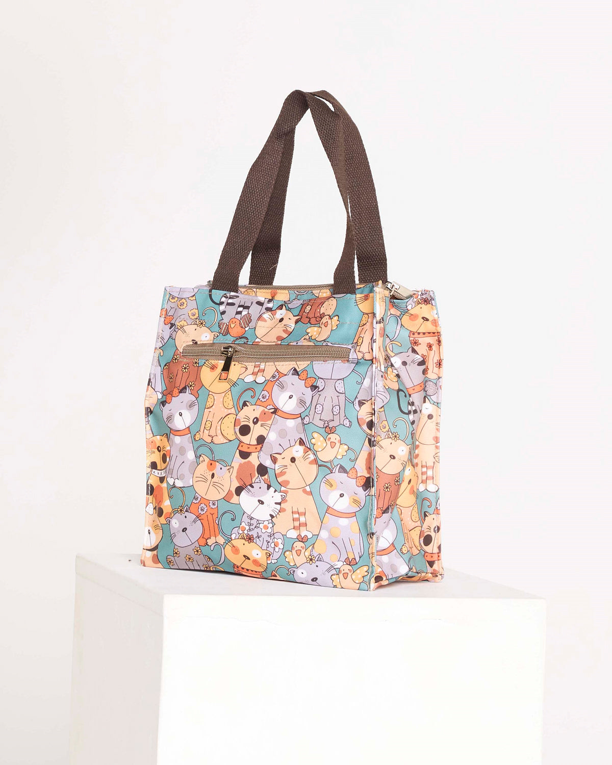 Happy Cats Lunch Bag – Teal & Orange