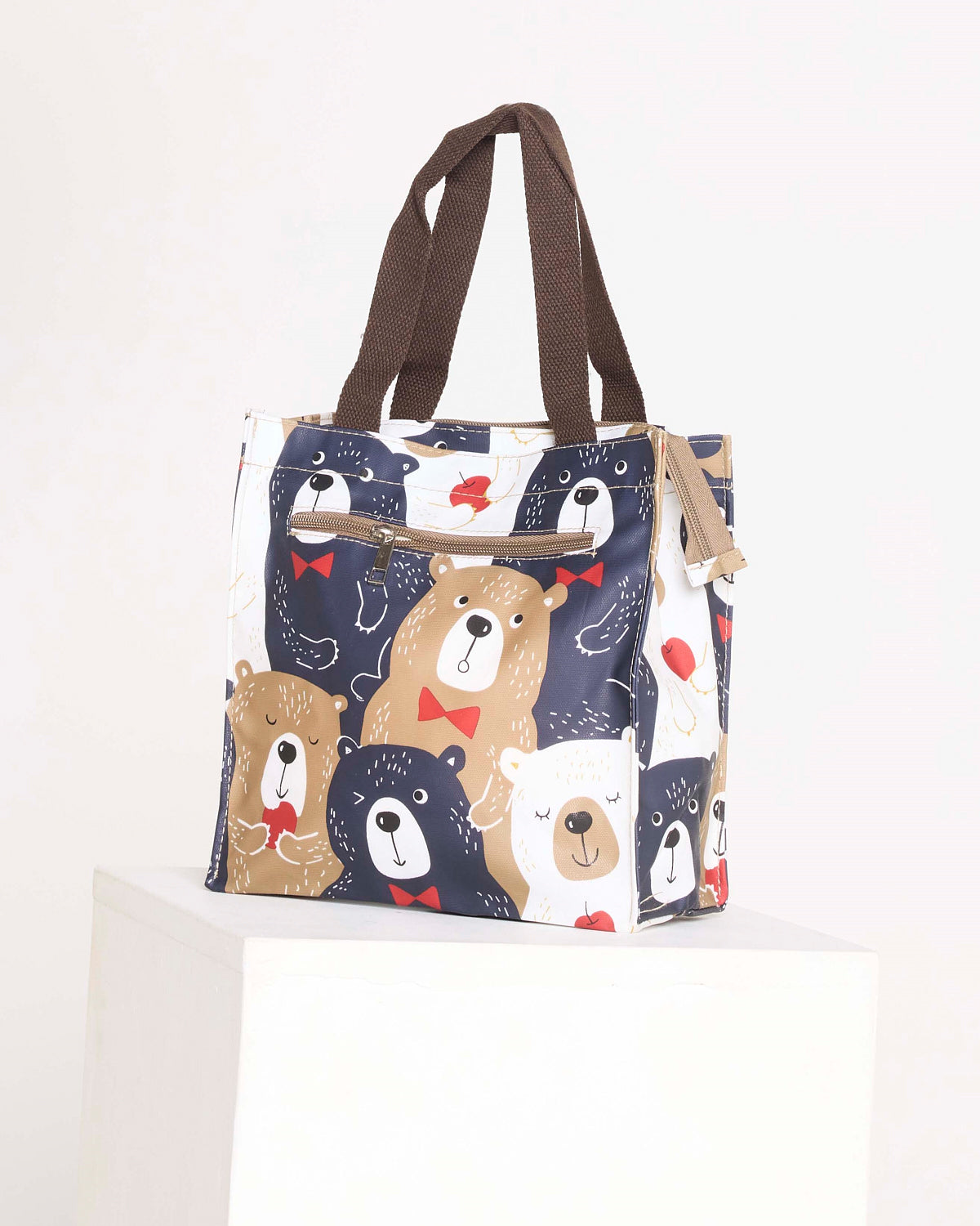 Bow Tie Bears Lunch Bag – Navy & Tan