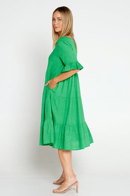Jackson Linen Dress - Emerald