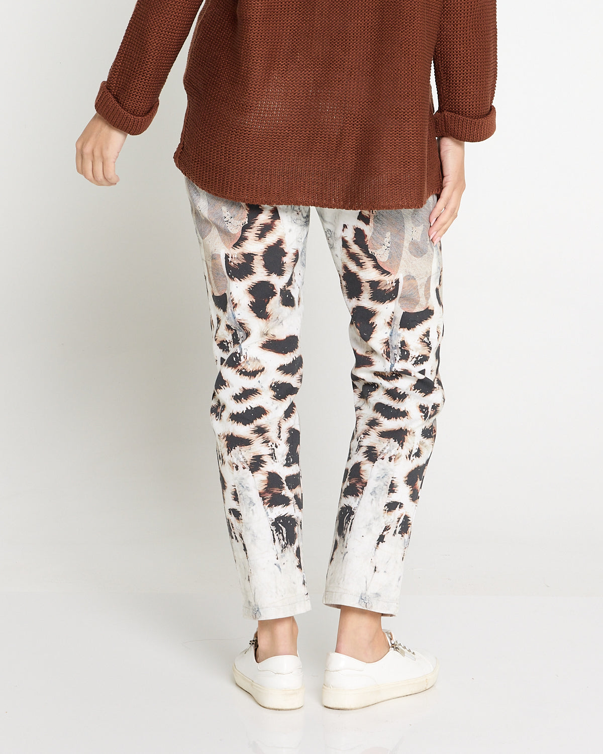 Charmaine Pants - White/Leopard Print