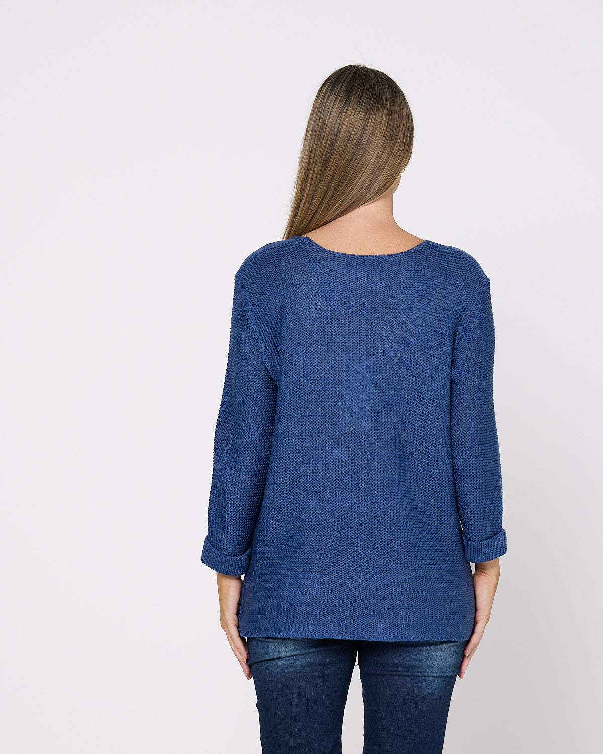 Emmy Cotton Knit Jumper - Denim Blue