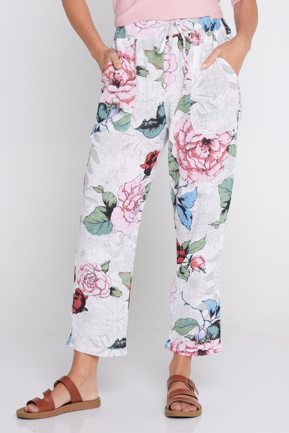 Floral linen pants hotsell
