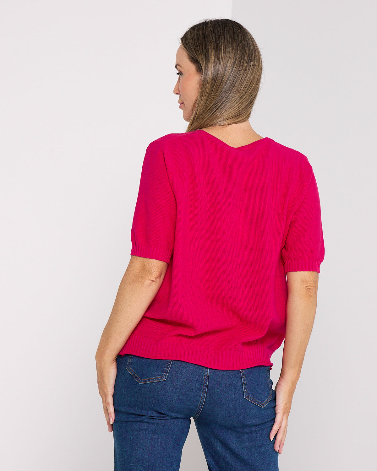 Rachel Cotton Knit Top - Fuchsia