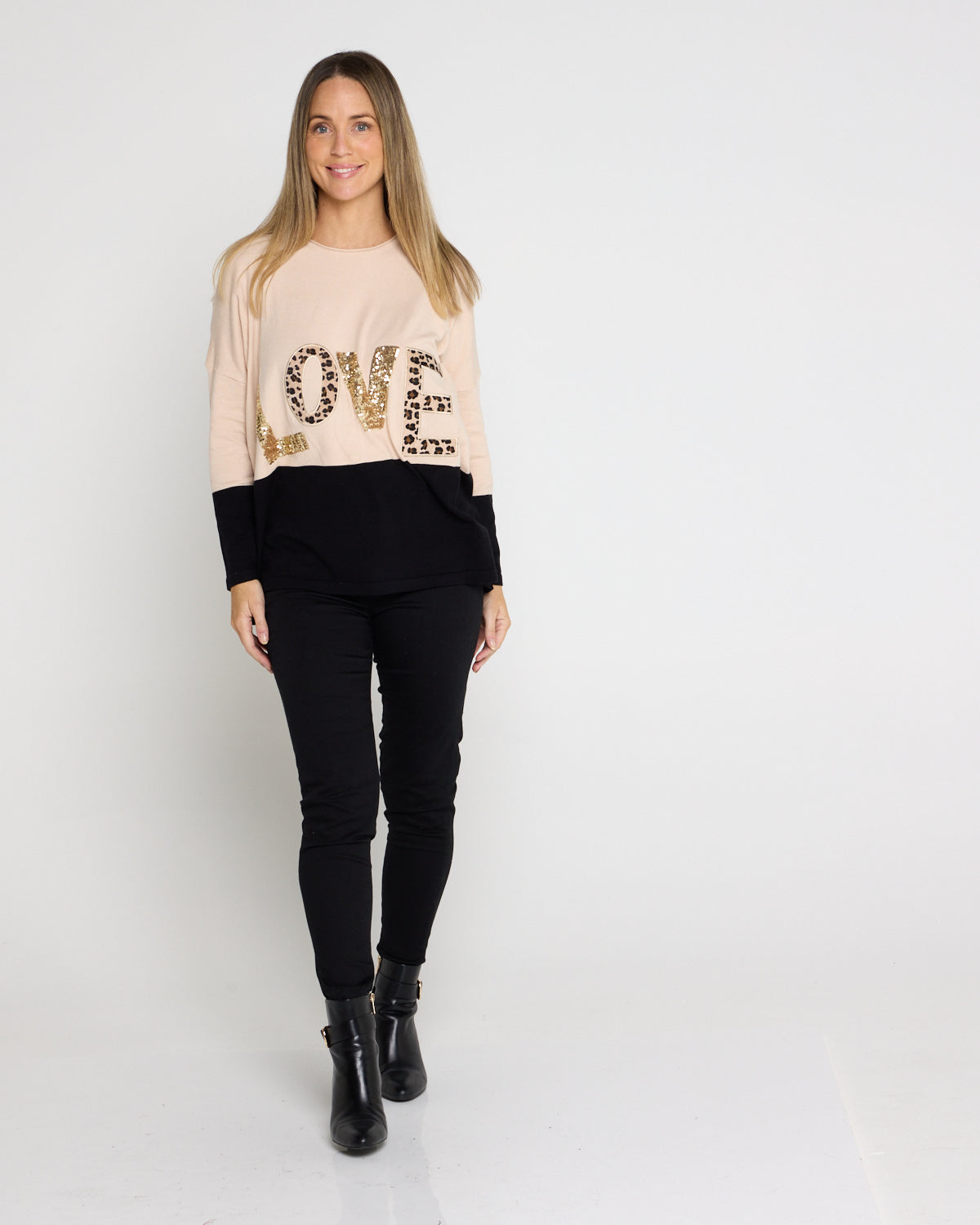 LOVE Sequin Knit Top - Sand