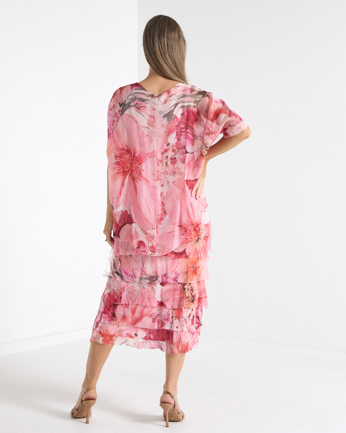 Margo Layered Silk Dress - Pink Floral