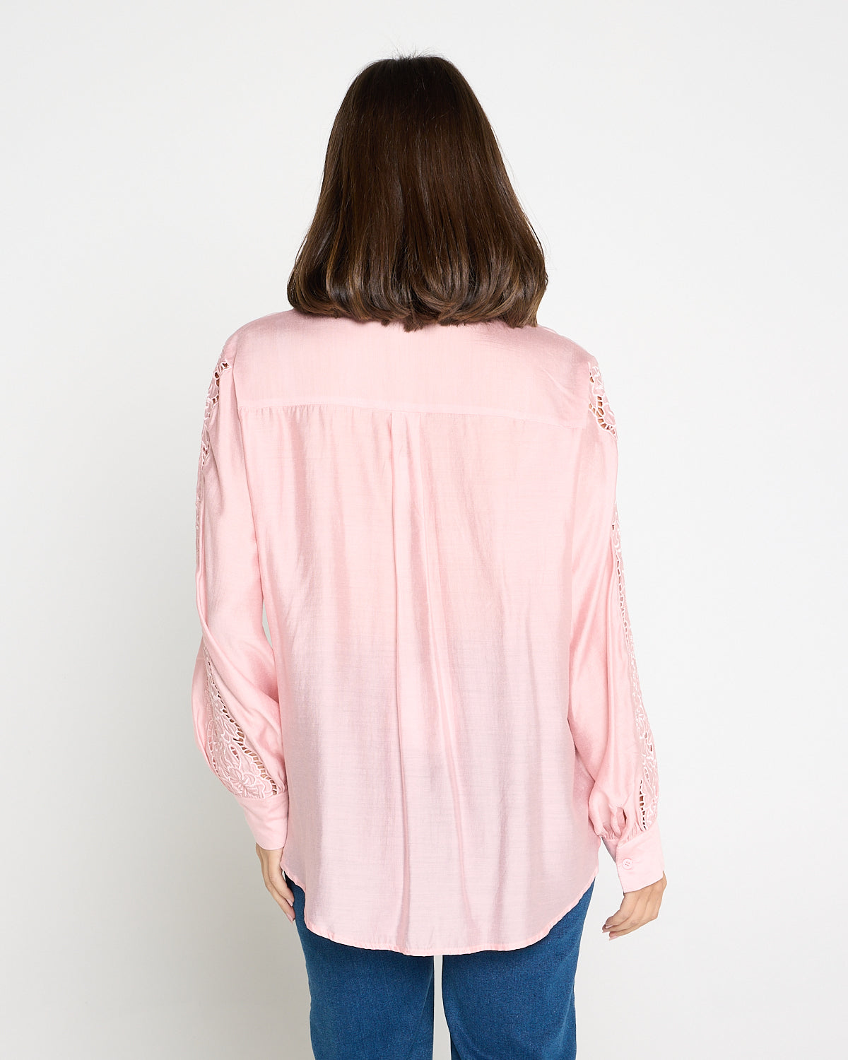 Norah Embroidered Pintuck Tencel Shirt – Pink