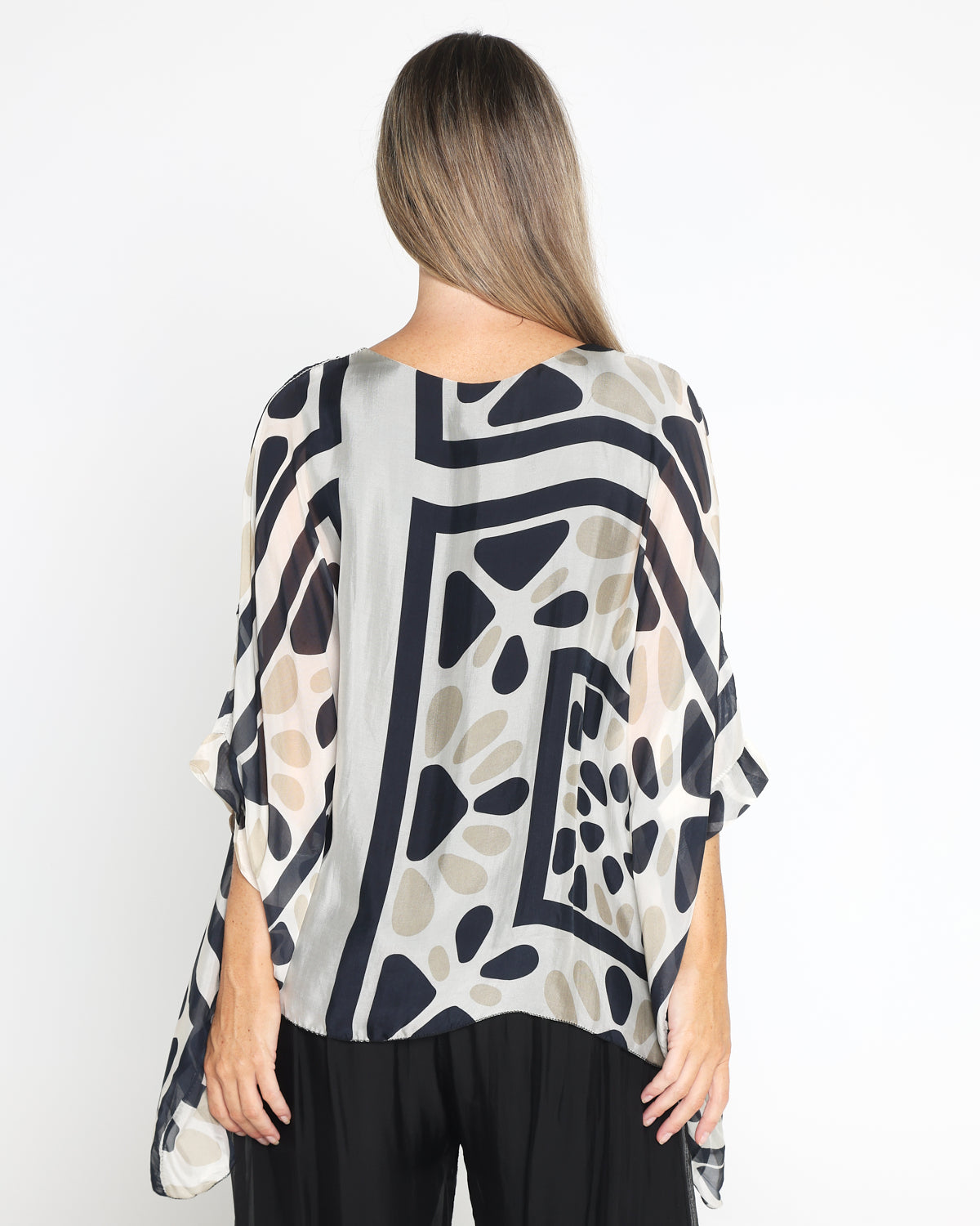 Luciana Silk Top - Black Mosaic