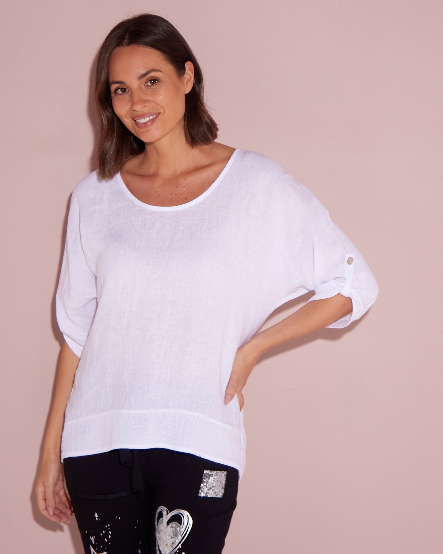 Ciana Linen Top - White