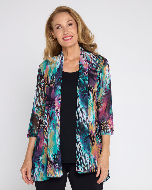 Lexie Easy Fit Jacket - Aqua Animal