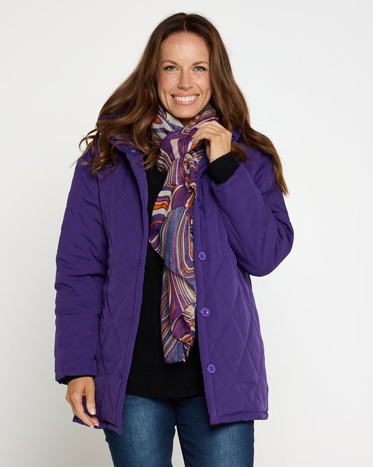Linden Hooded Puffer Jacket - Purple