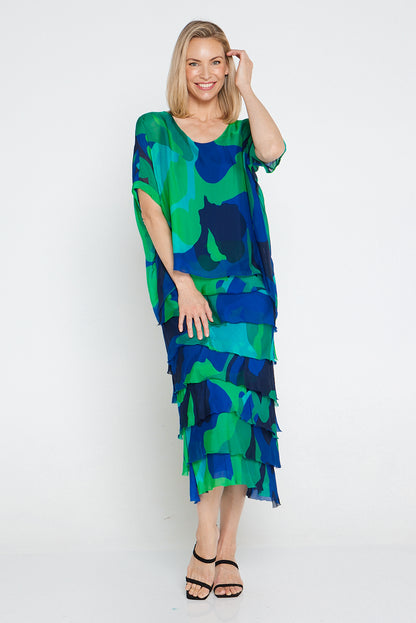 Margo Silk Dress - Jade Cobalt