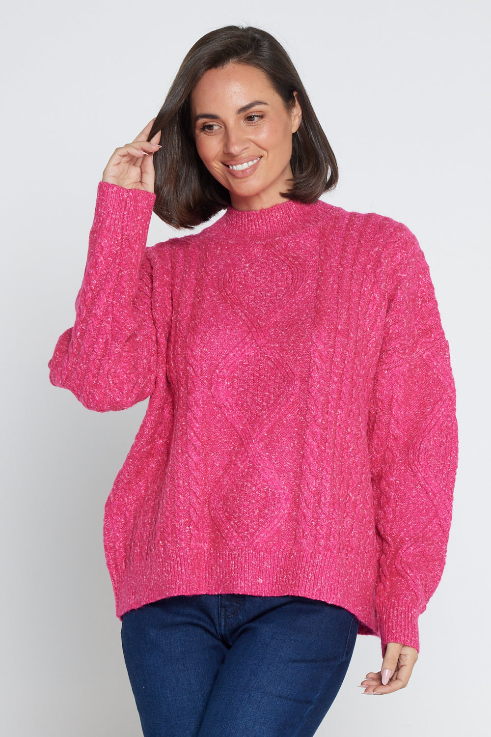 Miranda Cable Knit Jumper Hot Pink women knitwear sale TULIO Fashion