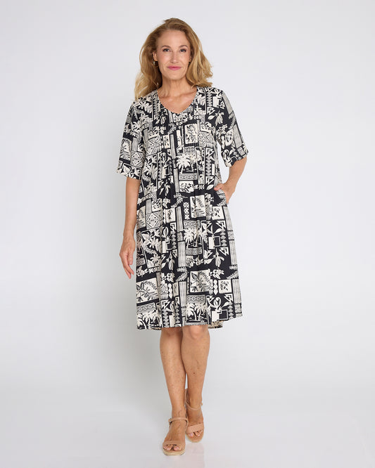 Mysha Dress - Monochrome Tropics